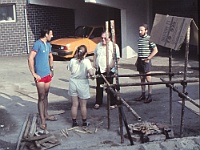 EBI 1988 Sir 012  Neděle 3. 7. 1988. Guláš už je snědený... Zleva Ivoš Míček, zády Mária Neupauerová, Pavol Jurašek (HaP Prešov) a Václav Přibáň