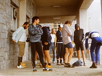 EBI 1988 Sir 045  Sobota 9. 7. 1988 Skalnaté pleso. Zleva Václav Přibáň, Martin Křižovič. Uprostřed nějaký překvapený civil (podoba s Dušanem Krchou je až překvapující...), Karel Trutnovský, Martin Píštěk, Michal Stánec a Zdeněk Soldát (odvrácená tvář...)