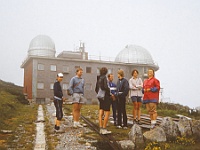 EBI 1988 Sir 046  Sobota 9. 7. 1988 u hvězdárny Skalnaté pleso. Zleva Karel Trutnovský, Jiří Kroutil, zády Michal Stánec, Zdeněk Soldát, Kamil Galuščák, Martin Píštěk a Mária Neupauerová