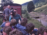 EBI 1989 Sir 090  Sedmá etapa sobota 15. 7. 1989. Vychylovka - jízda parním vlakem (fotografové a filmaři směli na plošinový vagon)
