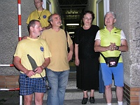 Ebi 2008 Riha 014  Zahájení 25. ročníku Ebicyklu, zprava Jiří Grygar, ředitelka školy Viera Kočišová, František Sejút a Zdeněk Štorek.