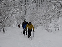 SKI 2013 Mirek 30  Do Pulčína jedeme v husté chumelenici – sobota 23. února