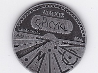 Ebi 2019 Mateno175  Jubilejná medaila k milióntemu km Ebicyklu - navrhla Erika Töröková