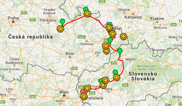 Trasa 12. ročníku - kliknutím si zobrazíte mapu v Google mapách