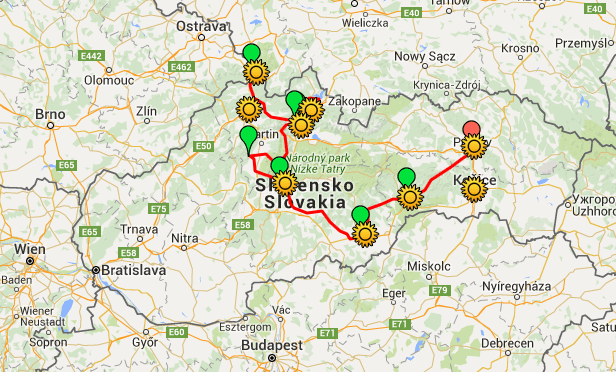 Trasa 14. ročníku - kliknutím si zobrazíte mapu v Google mapách