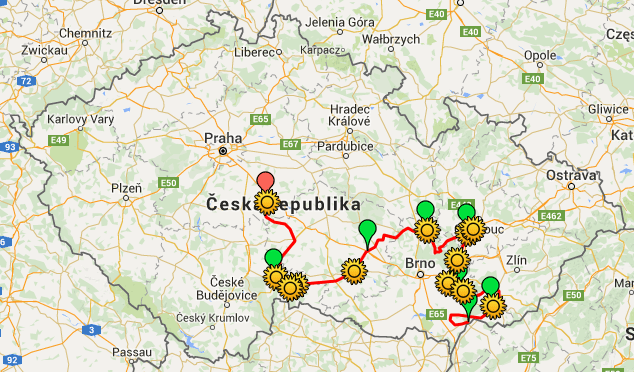 Trasa 18. ročníku - kliknutím si zobrazíte mapu v Google mapách