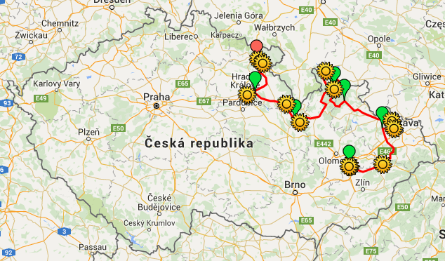 Trasa 19. ročníku - kliknutím si zobrazíte mapu v Google mapách