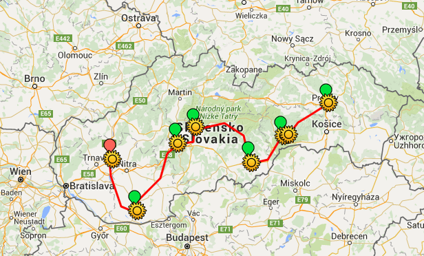 Trasa 2. ročníku - kliknutím si zobrazíte mapu v Google mapách