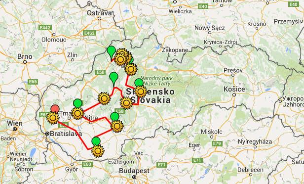 Trasa 20. ročníku - kliknutím si zobrazíte mapu v Google mapách