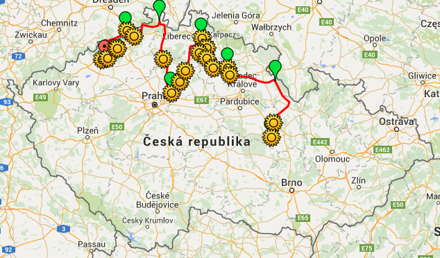 Trasa 21. ročníku - kliknutím si zobrazíte mapu v Google mapách