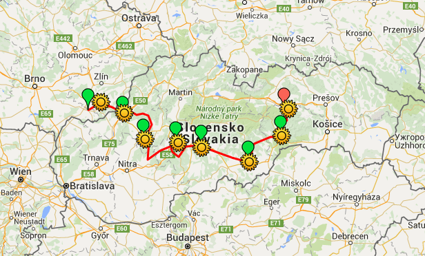 Trasa 22. ročníku - kliknutím si zobrazíte mapu v Google mapách