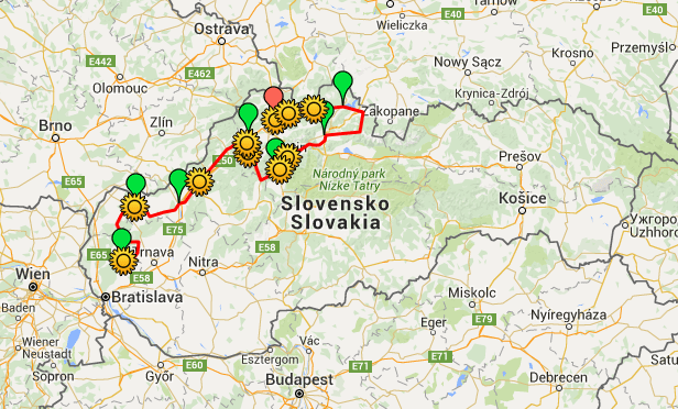 Trasa 28. ročníku - kliknutím si zobrazíte mapu v Google mapách