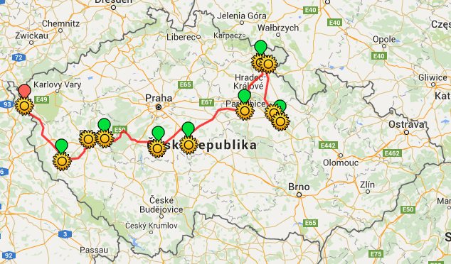 Trasa 30. ročníku - kliknutím si zobrazíte mapu v Google mapách