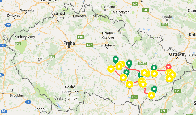 Trasa 33. ročníku - kliknutím si zobrazíte mapu v Google mapách