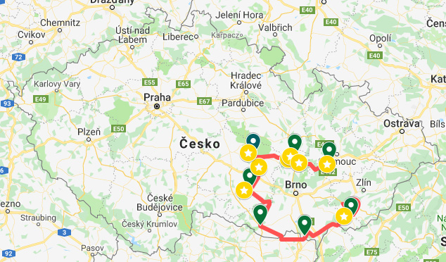 Trasa 36. ročníku - kliknutím si zobrazíte mapu v Google mapách